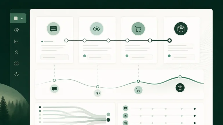Observational path connecting shopping assistance events to an order