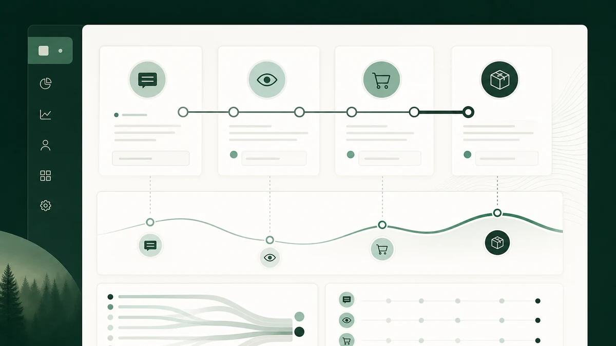 Observational path connecting shopping assistance events to an order