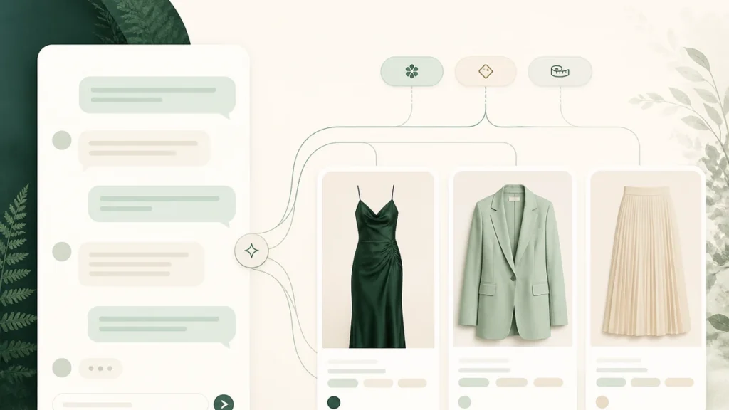 Natural-language shopping guidance connected to fashion products