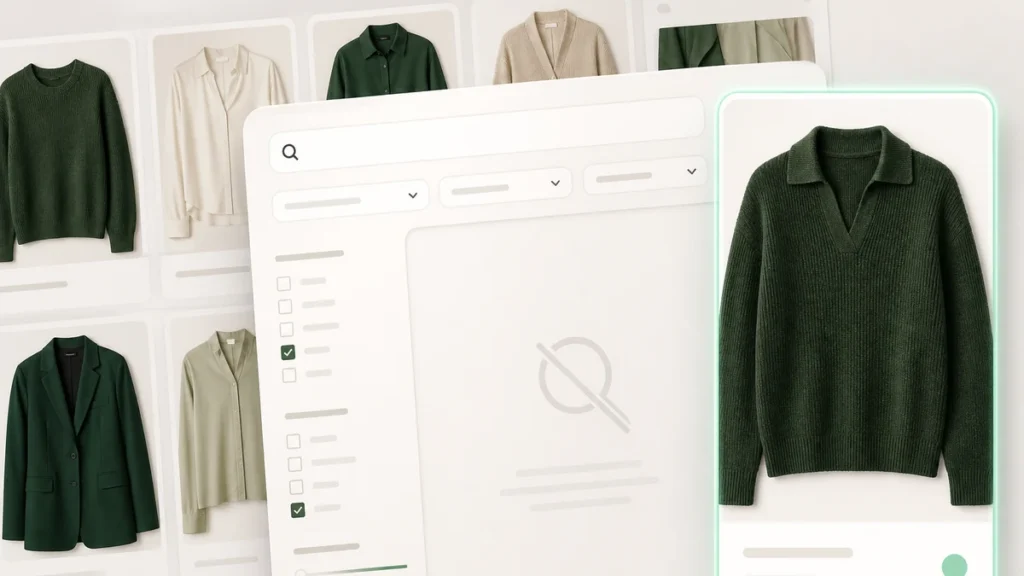 Fashion catalog search revealing a relevant in-stock product
