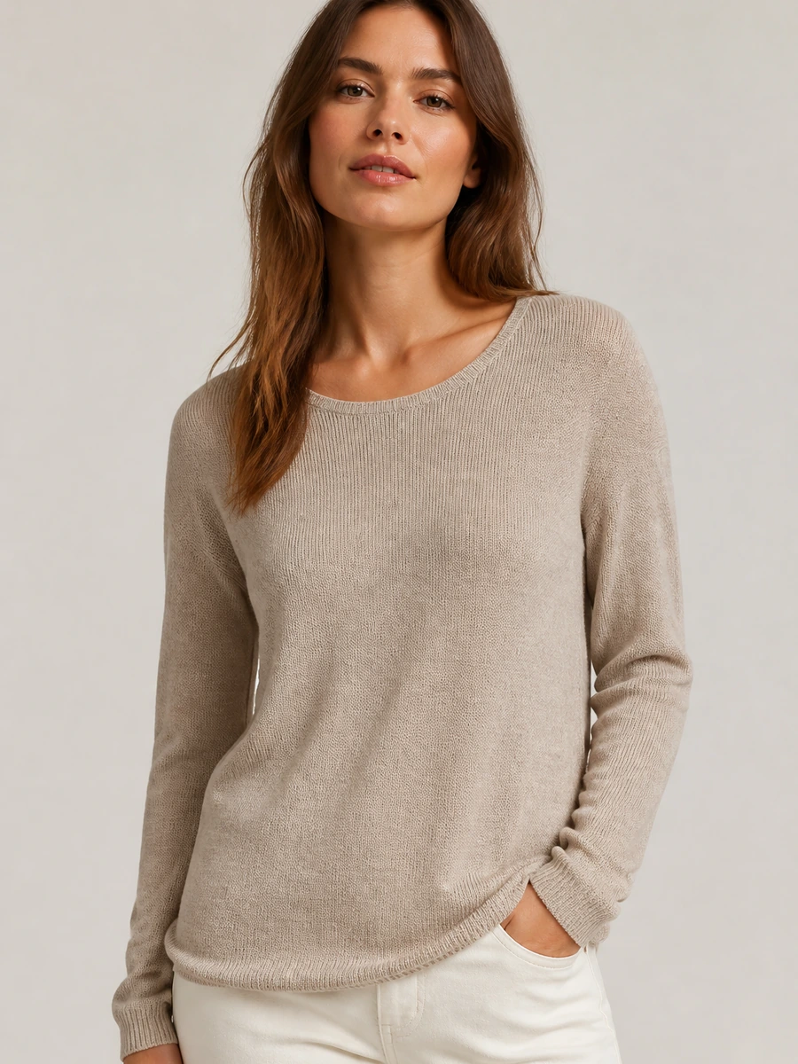 Soft knit top shown for catalog recommendations capability