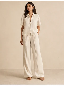 Linen coord set shown for complete the look capability