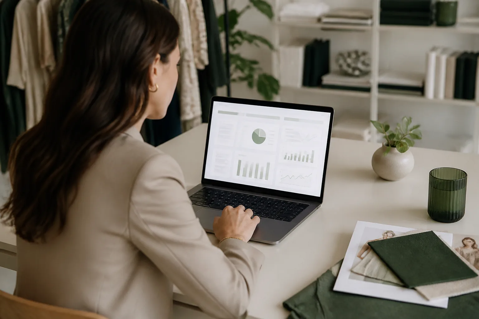Merchant reviewing ecommerce operations at a desk