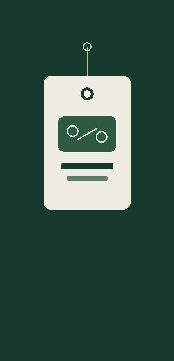 Abstract hang tag representing assistant-only offers
