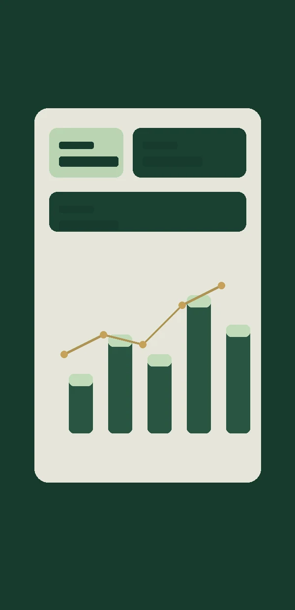 Abstract analytics dashboard representing revenue and engagement tracking